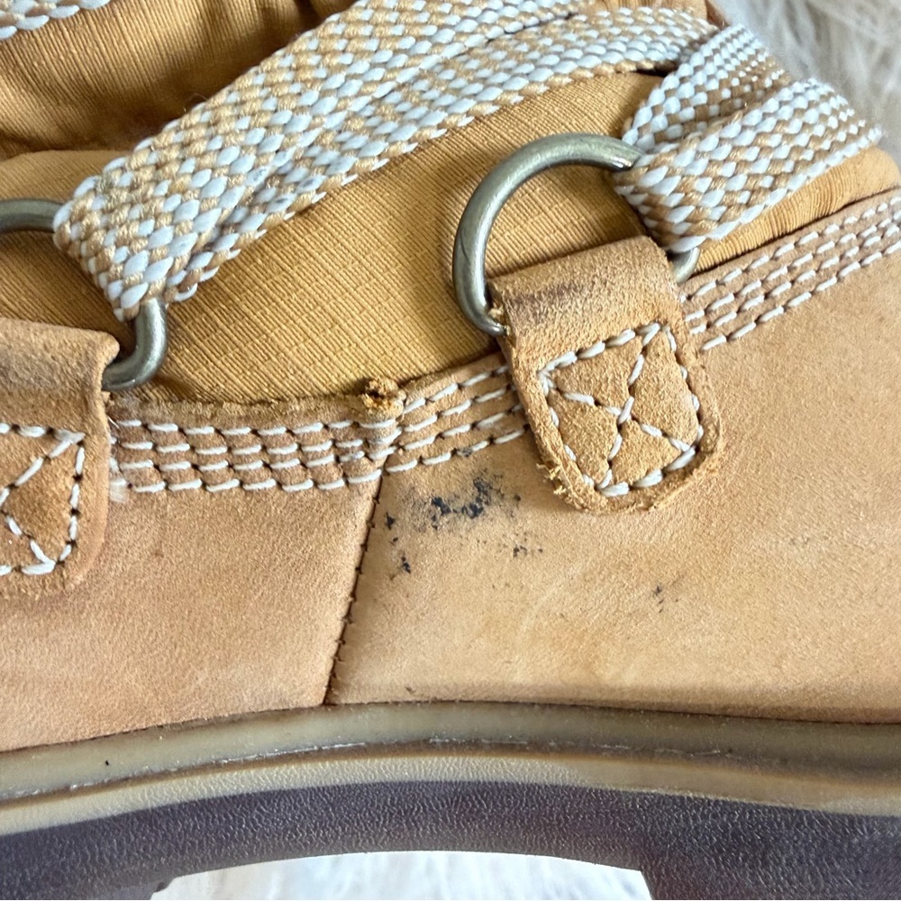 Timberland Shearling Lined Boots Wheat Tan Waterproof Lace Up 8.5M - Picture 5 of 7
